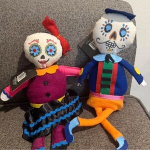 Colorful Day of the Dead Skeleton Plush Set
